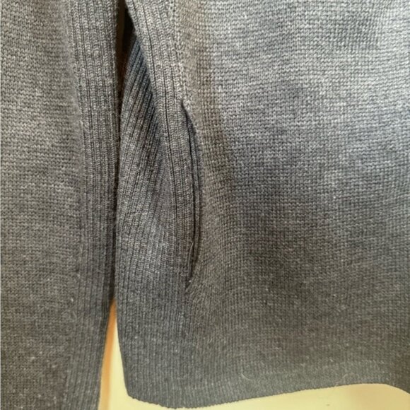 VINCE Wool Leather Moto Sweater Jacket Knit Asymmetrical Zip Funnel Minimalist - Picture 9 of 16